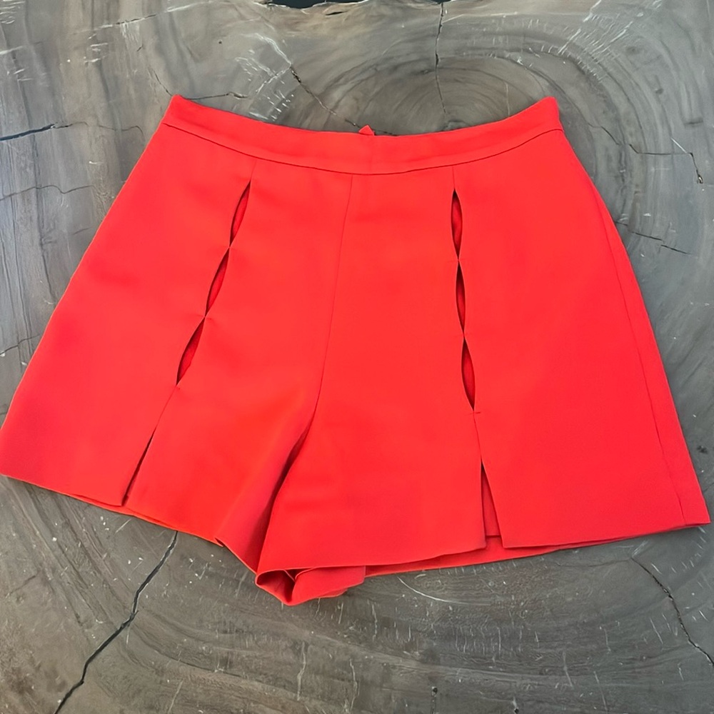 ALEXIE red high waste silk women’s XS shorts